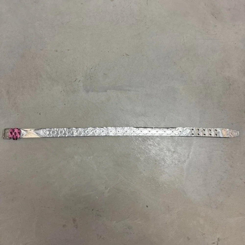 Vintage y2k‎ Women's Pink Guess Cheetah Print Studded Leather Belt